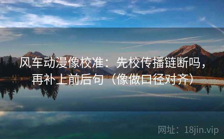 风车动漫像校准：先校传播链断吗，再补上前后句（像做口径对齐）