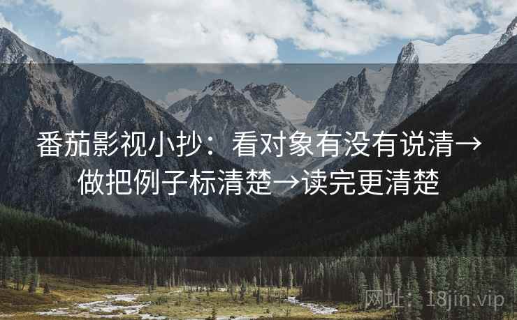 番茄影视小抄：看对象有没有说清→做把例子标清楚→读完更清楚